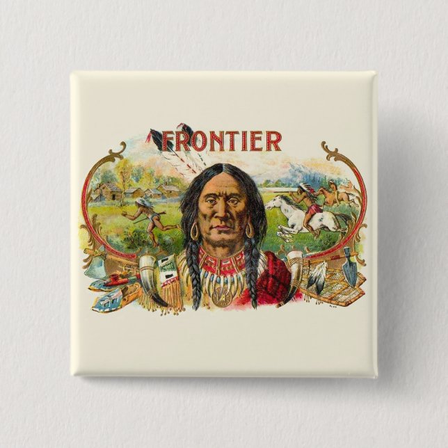 Frontier Cigar Advertising 2 Inch Square Button (Front)
