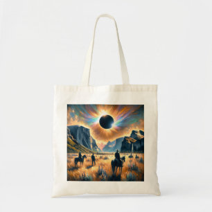 Frontier Eclipse: Western Landscape Tote Bag