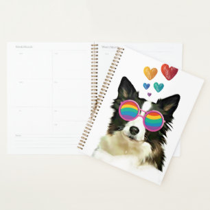 Frontière Collie Chien avec Coeurs Saint-Valentin