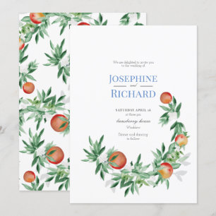 Frontière de fruits d'été, faire-part de mariage