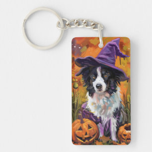 Frontière éffrayante Collie Halloween Sorcière Et 
