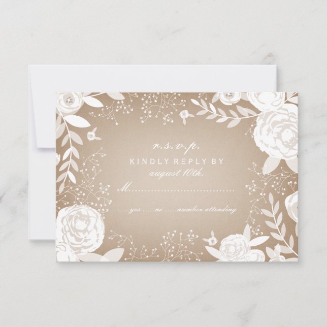 Frontière florale blanche RSVP inspiré de carte (Devant)