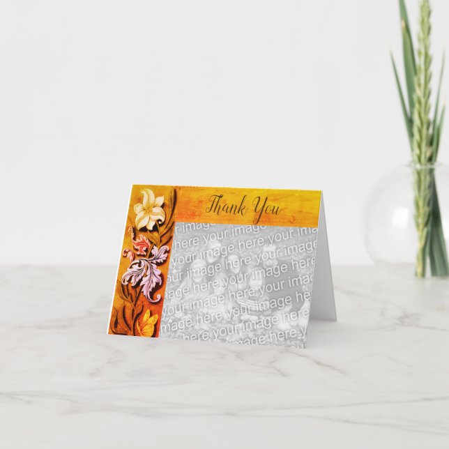 Frontière florale Carte photo de Merci personnalis (Devant)