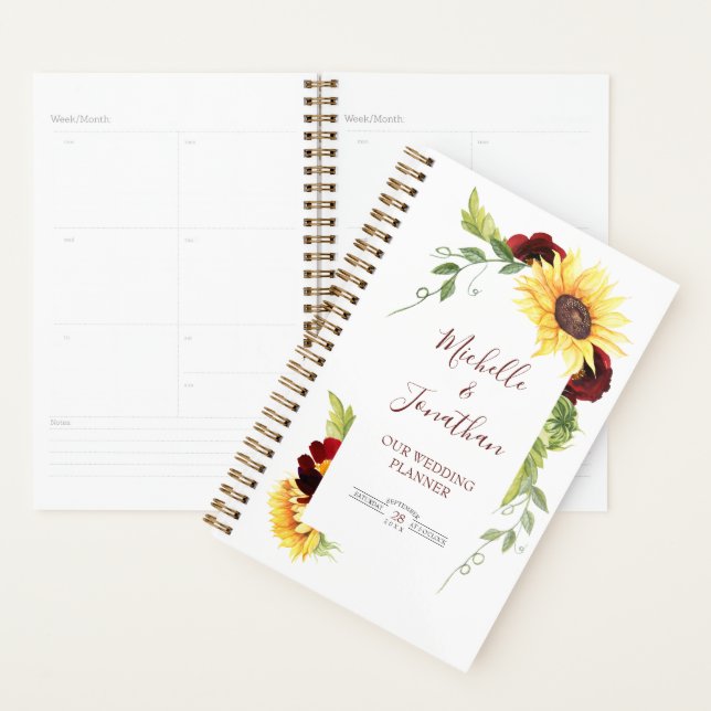 Frontière florale Wedding planner de tournesol ros (Devant avec enveloppe)