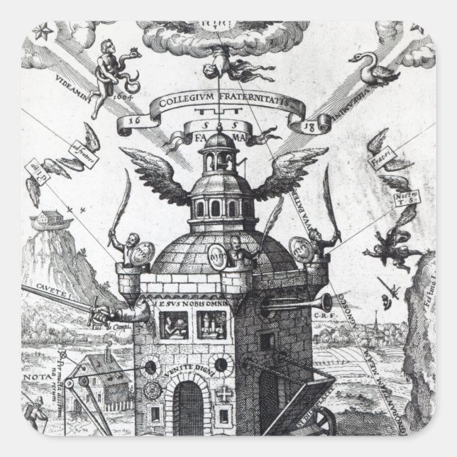 Frontispiece 'Collegium Fama Fraternitatis' Square Sticker (Front)