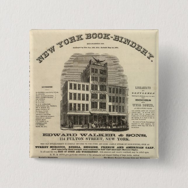 Frontispiece Colton's American Atlas 2 Inch Square Button (Front)