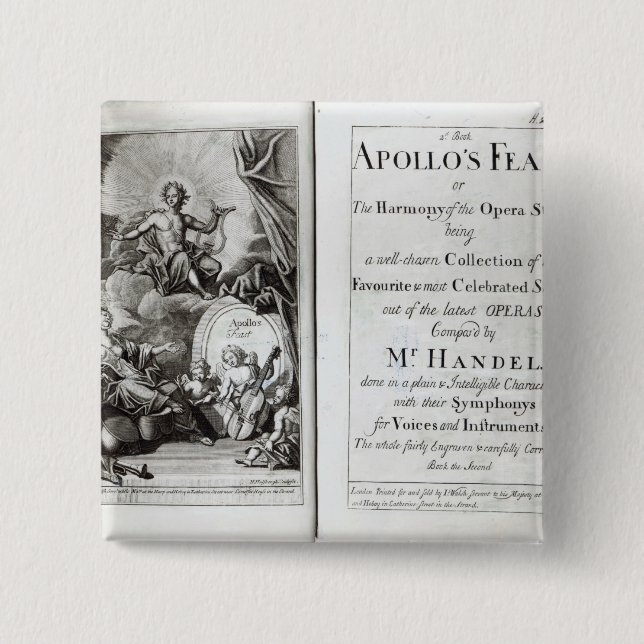 Frontispiece for Apollo's Feast, c.1734 2 Inch Square Button (Front)