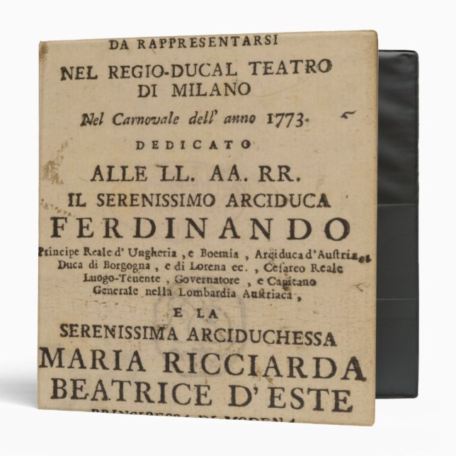 Frontispiece from Mozart's 'Lucio Silla' Binder (Front/Inside)