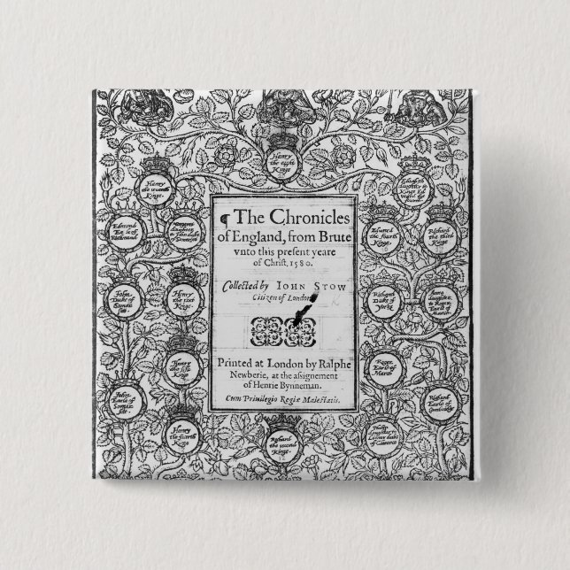Frontispiece of 'The Chronicles of England' 2 Inch Square Button (Front)
