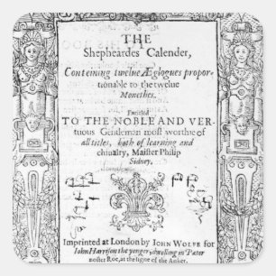 Frontispiece of 'The Shepeards Calender' Square Sticker
