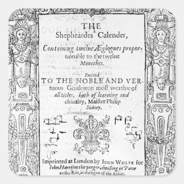 Frontispiece of 'The Shepeards Calender' Square Sticker (Front)