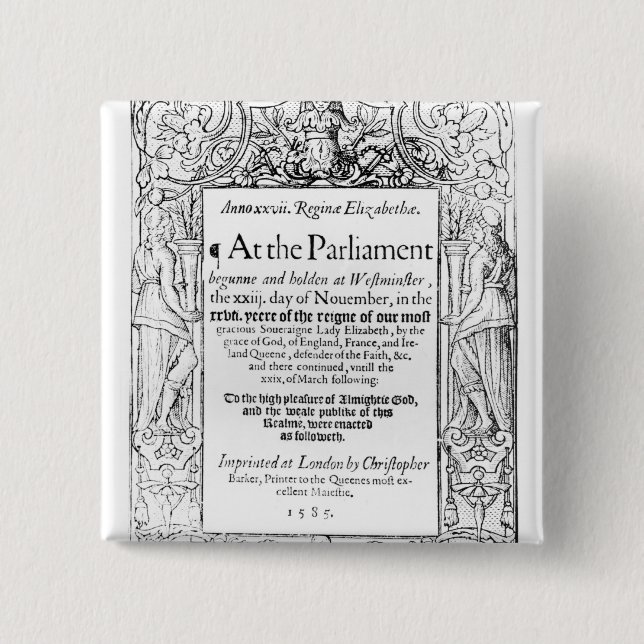 Frontispiece to an account of parliament 2 inch square button (Front)