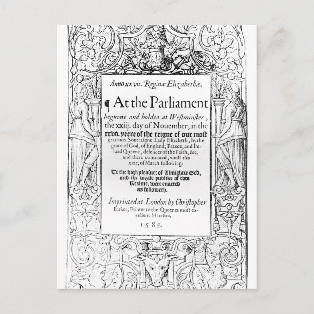 Frontispiece to an account of parliament postcard (Front)