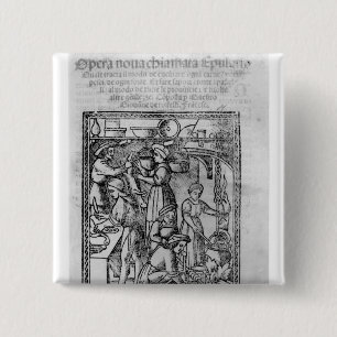 Frontispiece to an Italian cook book 2 Inch Square Button