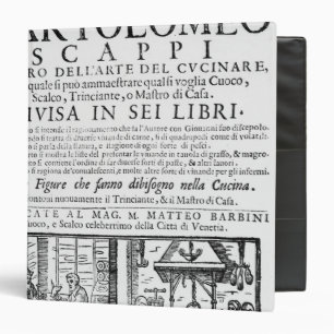 Frontispiece to cook book of Bartolomeo Scappi Binder