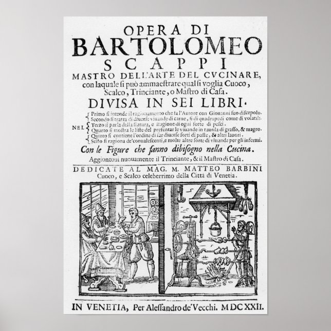 Frontispiece to cook book of Bartolomeo Scappi Poster (Front)