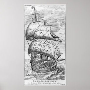 Frontispiece to 'De mari libero', by Hugo Grotius Poster