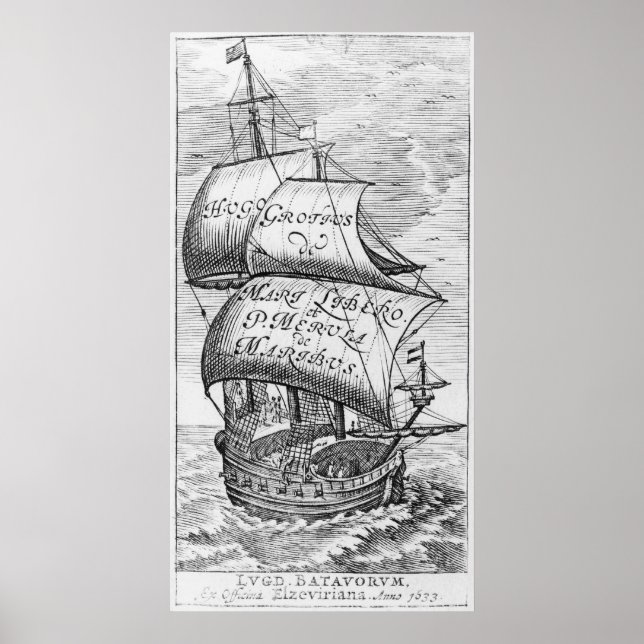 Frontispiece to 'De mari libero', by Hugo Grotius Poster (Front)