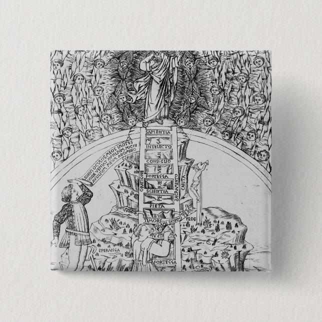 Frontispiece to 'Il Monte Sancto di Dio', 1477 2 Inch Square Button (Front)