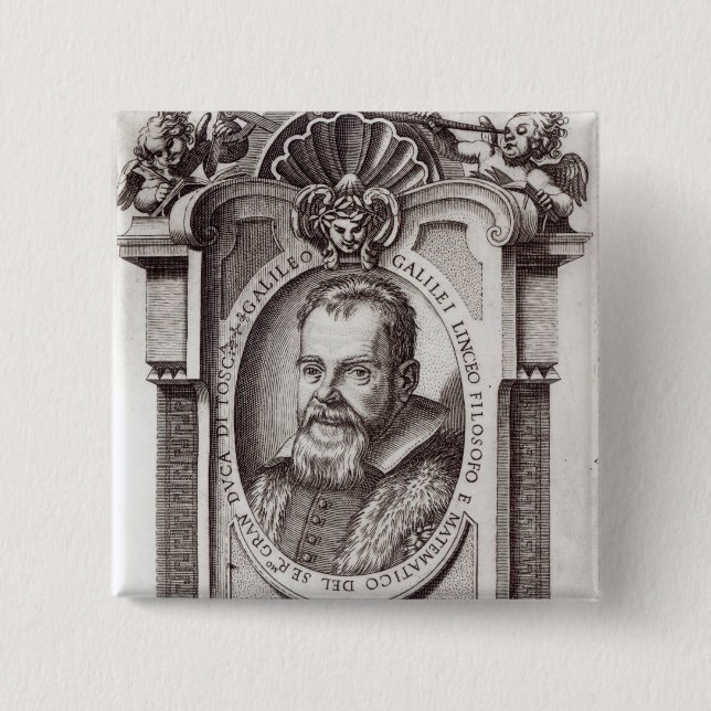 Frontispiece to 'Il Saggiatore' by Galileo 2 Inch Square Button (Front)