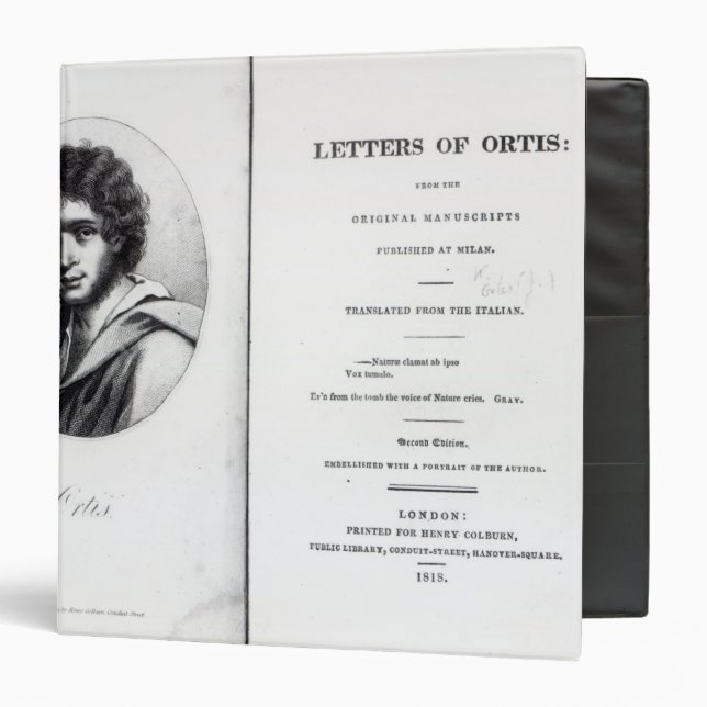Frontispiece to 'The Letters of Ortis' Binder (Front/Inside)