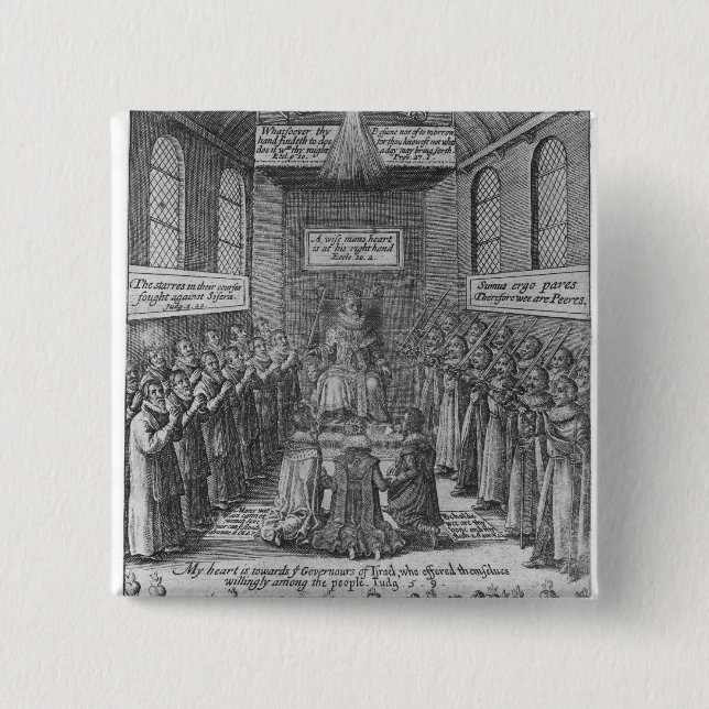 Frontispiece to 'Vox Regis' by Thomas Scott 2 Inch Square Button (Front)