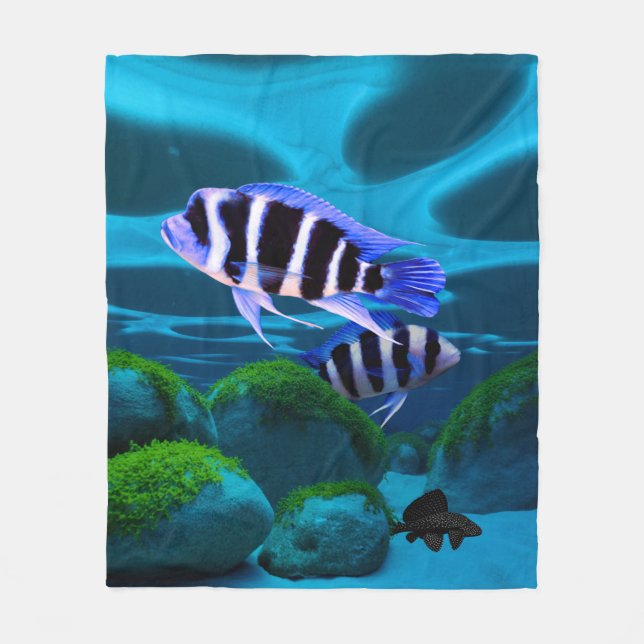 Frontosa Cichlid Plecostomus Aquarium Fish  Fleece Blanket (Front)