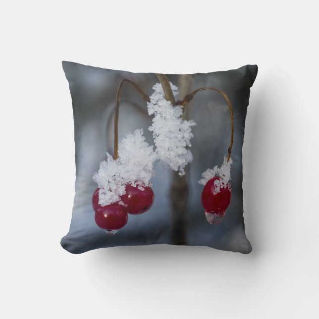 Frost Berries Throw Pillow (Front)