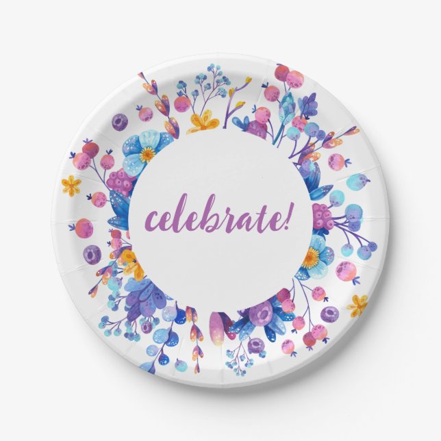 Frost Berry Winter Party Paper Plate (Front)