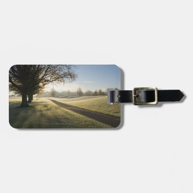 Frost-Covered Golf Course Luggage Tag (Front Horizontal)