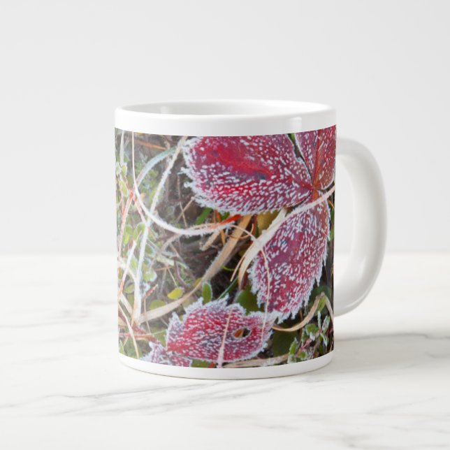 Frost covered leaves, Canada Large Coffee Mug (Front Right)