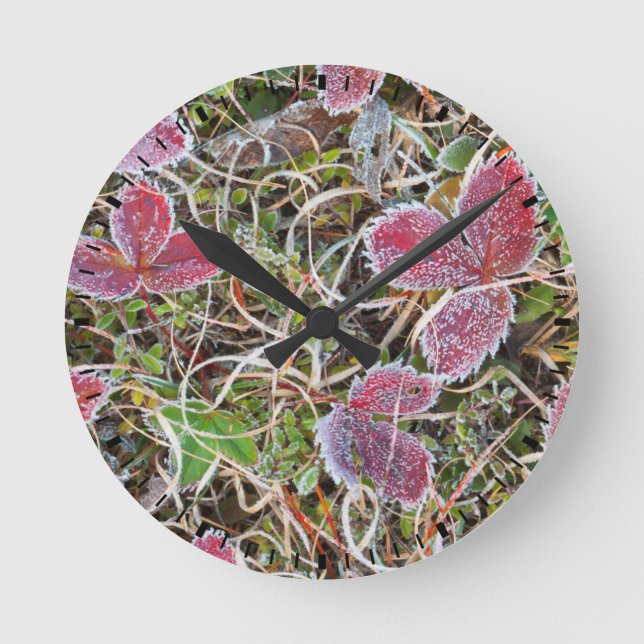 Frost covered leaves, Canada Round Clock (Front)