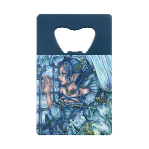 Frost Fairy Girl's View of a Sapphire Winter Credit Card Bottle Opener