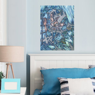 Frost Fairy Girl's View of a Sapphire Winter Foil Prints