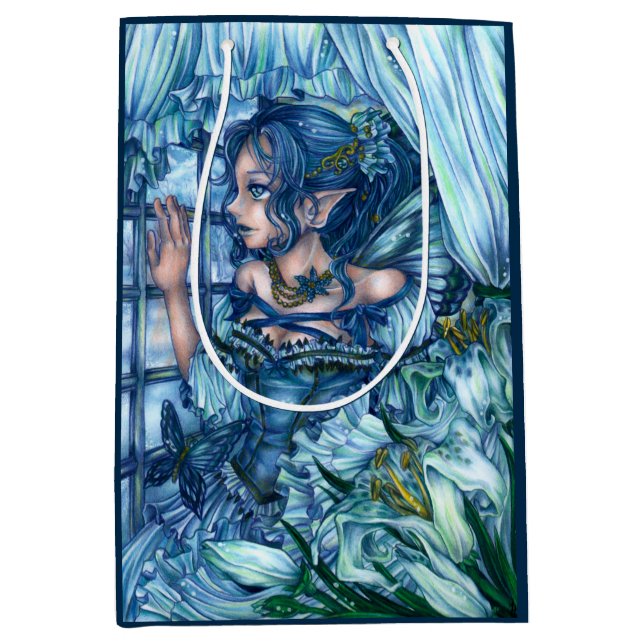 Frost Fairy Girl's View of a Sapphire Winter Medium Gift Bag (Front)