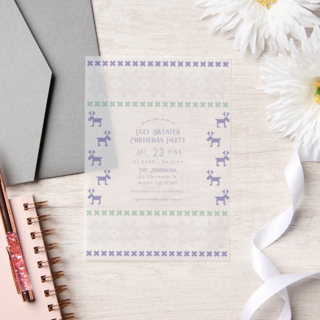 Frost Fairy Ugly Sweater Christmas Party Vellum Invitations (Wedding)