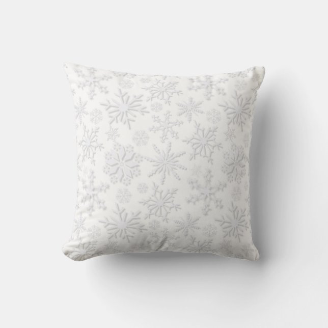 Frost & Flourish Snowflakes – Ice Throw Pillow (Front)