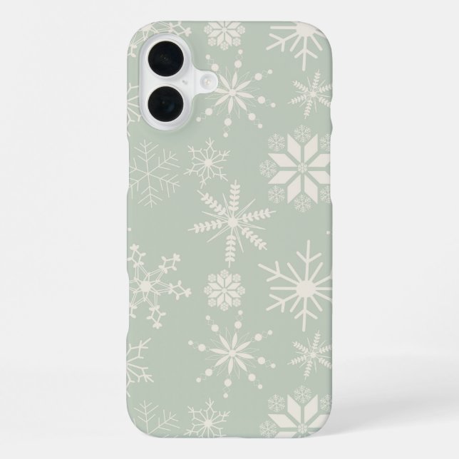 Frost & Flourish Snowflakes – Pale Eucalyptus iPhone Case (Back)