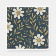 Frost & Gold Daisies Paper Napkin