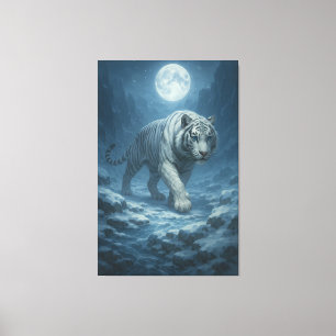 Frost King White Tiger – Majestic Icy Guardian Wal Canvas Print