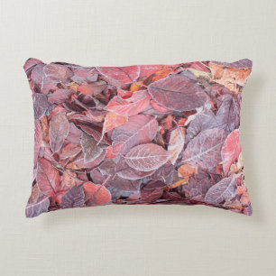 Frost on fallen leaves, Fall colours, Mill Creek Accent Pillow