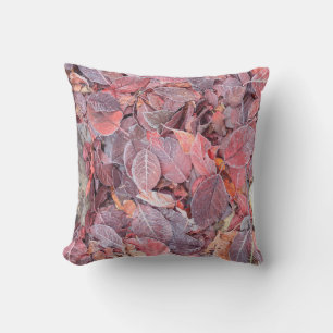 Frost on fallen leaves, Fall colours, Mill Creek Throw Pillow