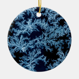 Frost patterns close-up, California Ceramic Ornament