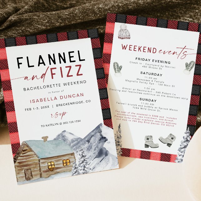 FROST Red Flannel & Fizz Winter Bachelorette Invitation (Creator Uploaded)