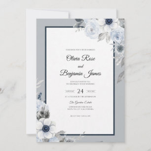 Frost Silver Petal Wedding Invitation