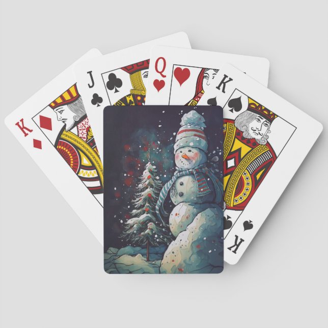 FROST THE SNOWMAN ON A DARK WINTER NIGHT PLAYING CARDS (Back)