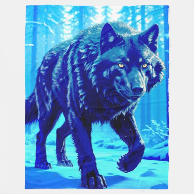 Frost Wolf Fleece Blanket (Front)