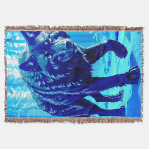 Frost Wolf Throw Blanket