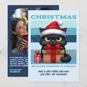 Frostbite Cool Funny Cat Retro Christmas Photo Holiday Card