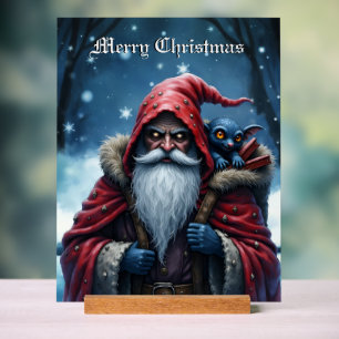 Frostbite Santa & His Mischief Elf. Acrylic Sign